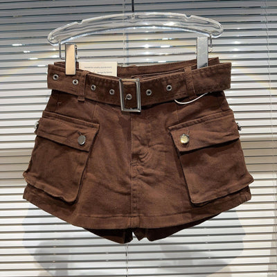 Shorts Denim Retro para Mujer con Bolsillos Grandes y Cinturón - Image 14