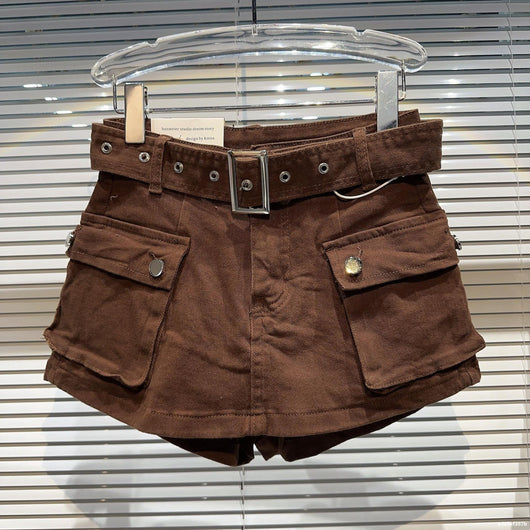 Shorts Denim Retro para Mujer con Bolsillos Grandes y Cinturón - Image 14