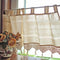 Cortina de Lino y Algodón Tejido a Crochet con Varilla para Café