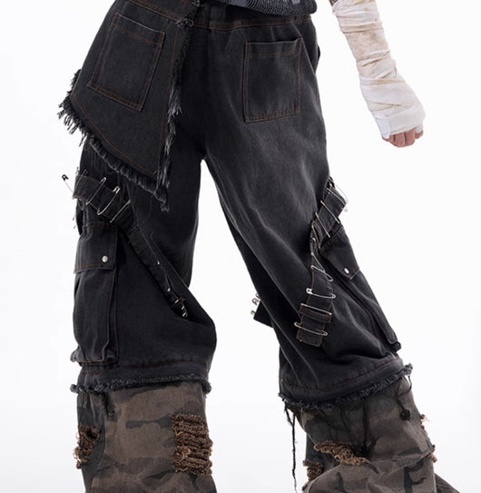 Jeans Hombre Camuflaje con Detalles de Cinta y Pespuntes Estructurados - Image 13