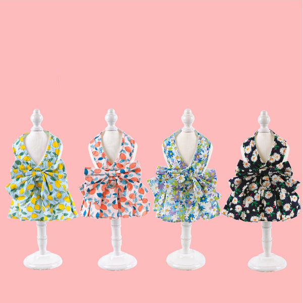 Vestido Princesa Delgado para Perro con Arnés y Cuerda de Paseo Verano