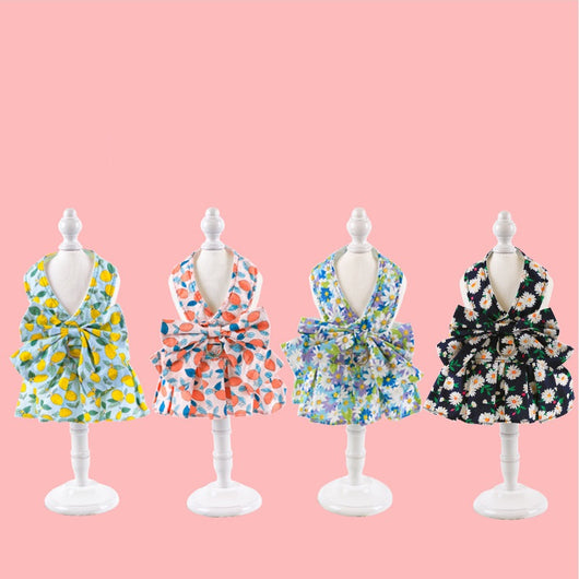 Vestido Princesa Delgado para Perro con Arnés y Cuerda de Paseo Verano