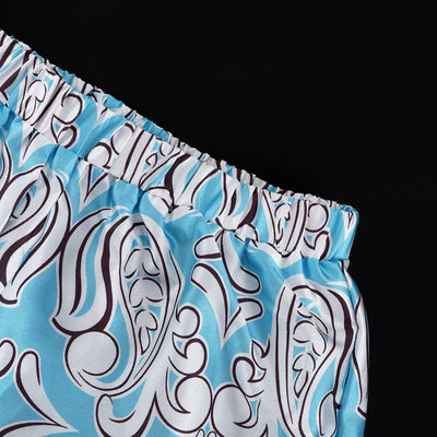 Conjunto Casual de Camisa Satinada con Cuello Inglés y Pantalón Suelto Estampado - Image 16