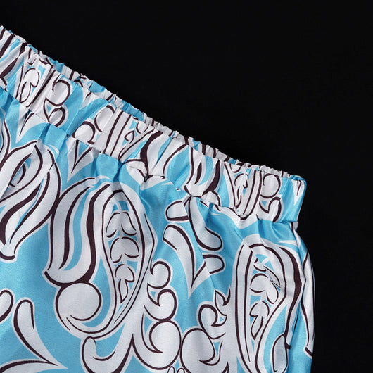 Conjunto Casual de Camisa Satinada con Cuello Inglés y Pantalón Suelto Estampado - Image 16