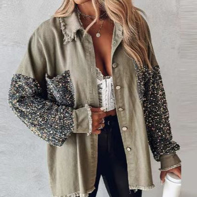 Camisa Denim Holgada con Lentejuelas y Borlas - Image 3