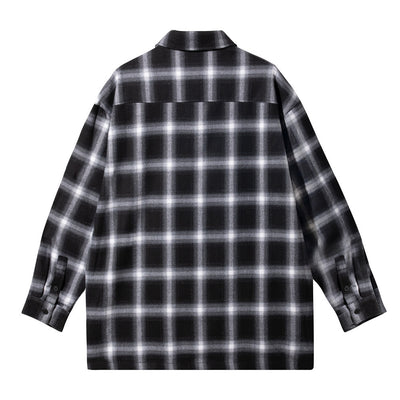 Camisa Cuadros Estilo Americano con Bolsillos y Solapa - Image 4