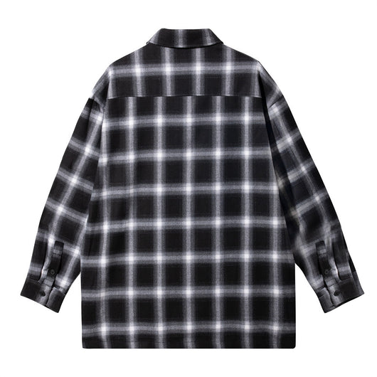 Camisa Cuadros Estilo Americano con Bolsillos y Solapa - Image 4