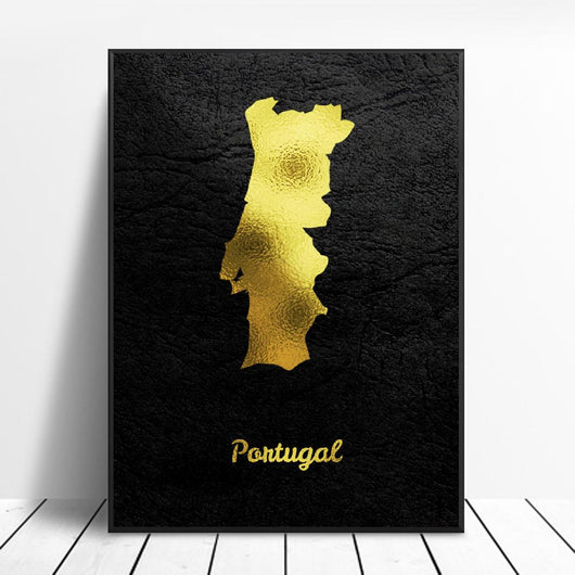 Cuadro Mapa de Portugal en Dorado - Lienzo Decorativo para Sala de Estar - Image 4