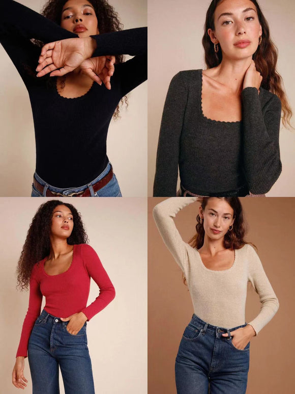 Suéter Tejido Cuello Amplio Manga Larga para Mujer