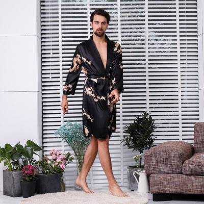 Pijama Largo de Seda Simulada para Hombre - Image 10