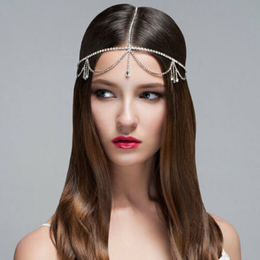 Tocado Nupcial con Cristales y Borlas - Joyería para el Cabello de Novia