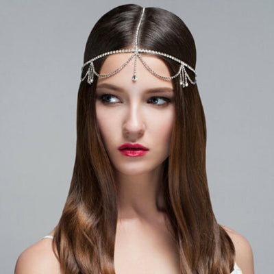Tocado Nupcial con Cristales y Borlas - Joyería para el Cabello de Novia