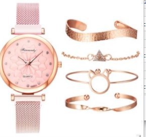Set de Reloj para Dama con Correa de Malla de Aleación y Brazalete - Image 10