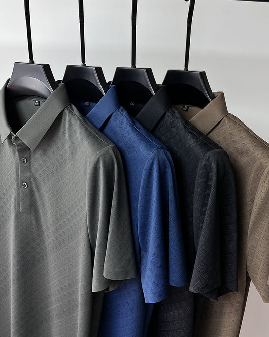 Polo Elegante de Seda de Hielo Manga Corta para Hombre - Diseño Cuadros Verano - Image 18