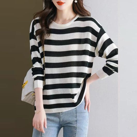 Blusa Holgada Rayas Manga Larga Estilo Occidental para Mujer - Image 4