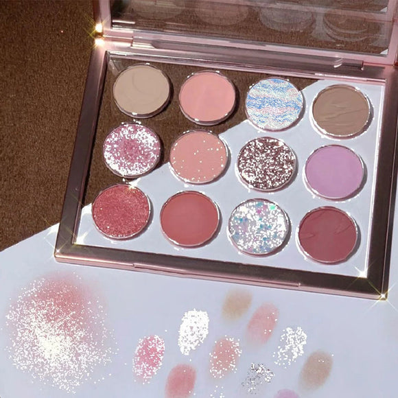 Paleta de Sombras Amber de 12 Tonos - Maquillaje Profesional