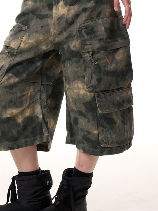 Pantalones Cargo Cortos Camuflaje Retro - Diseño Holgado Unisex con Múltiples Bolsillos - Image 14