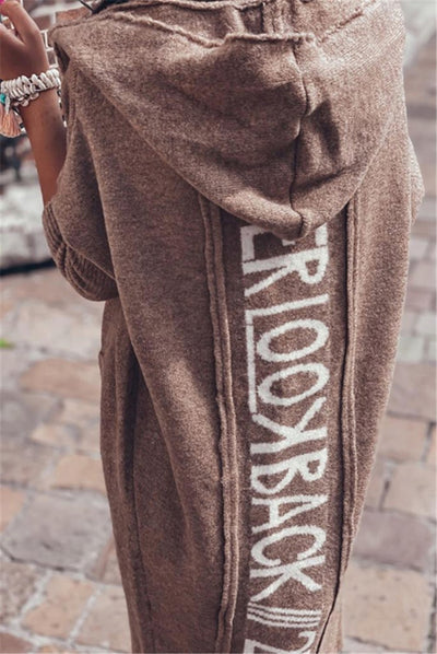 Cardigan con Capucha y Letras Bordadas - Suéter Tejido para Mujer - Image 5