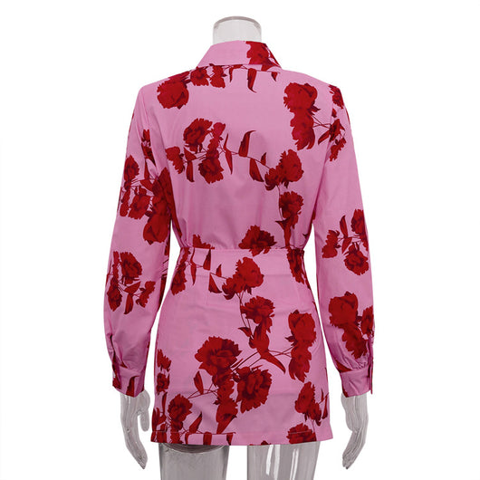 Conjunto Ejecutivo: Camisa Estampada con Falda de Cintura Alta y Abertura Lateral - Image 12