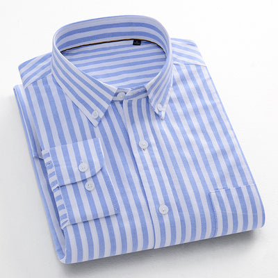Camisa Oxford de Algodón a Rayas Antirruga para Hombre - Image 11