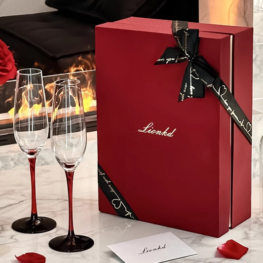 Juego de Copas de Champagne de Cristal Premium en Caja de Regalo