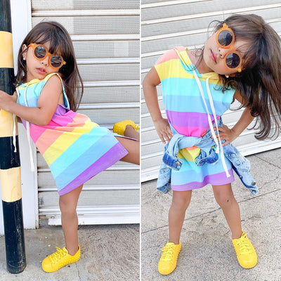 Vestido Princesa Arcoíris Estilo Occidental sin Mangas para Niñas - Image 8