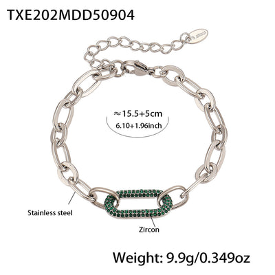 Conjunto de Collar y Pulsera de Acero Titanio con Circonitas Micro Incrustadas - Image 8