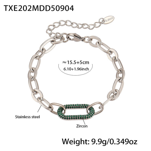 Conjunto de Collar y Pulsera de Acero Titanio con Circonitas Micro Incrustadas - Image 8