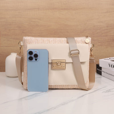 Bolsa de Hombro Tejida en Paja - Diseño Liso y Versátil - Image 12