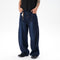 Jeans Pantalón Ancho Azul Oscuro Desgastado Machete
