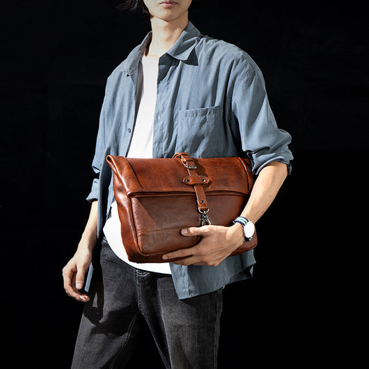 Bolso de Hombro Vintage en Cuero Curtido Vegetal Pulido - Image 3