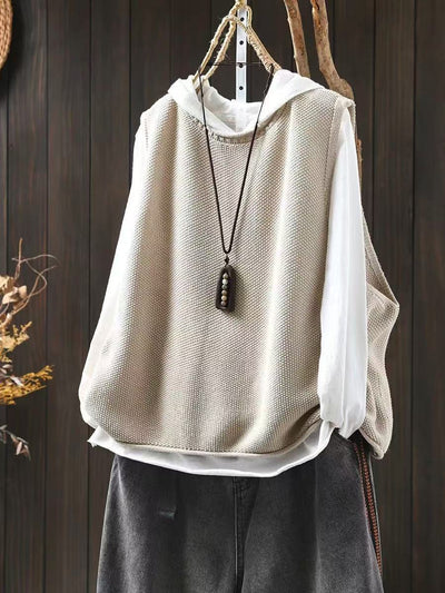 Chaleco Tejido de Algodón con Cuello Redondo Estilo Retro - Image 7