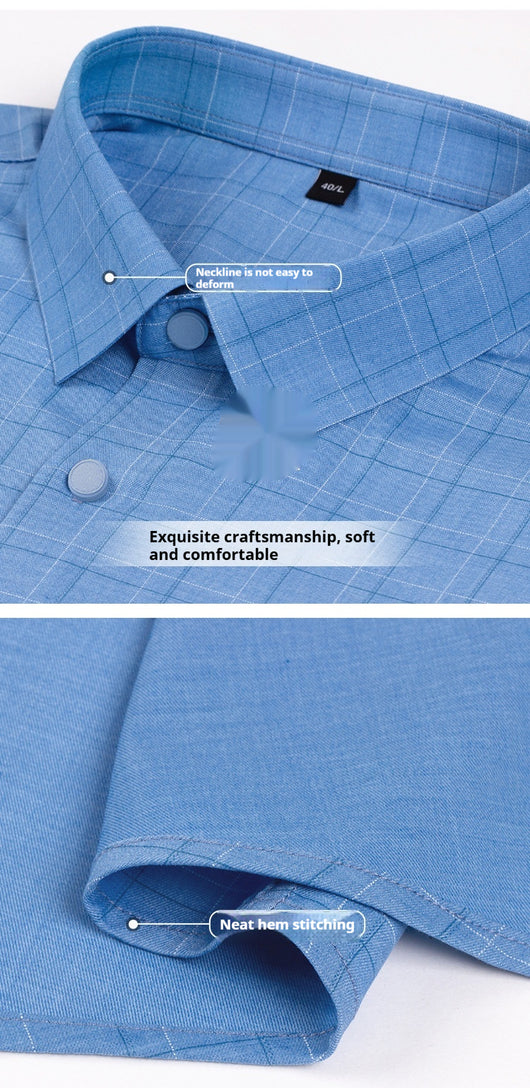 Camisa Manga Larga Rayada de Fibra de Bambú Premium sin Costuras para Hombre - Image 24