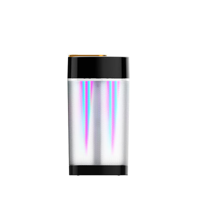 Modern cylindrical USB aroma humidifier with a metallic silver body, white top and base, and a gold mist outlet. - Image 5
