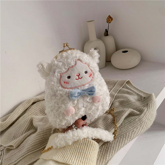 Bolsa Bandolera Peluche Oveja Linda con Cadena - Image 2