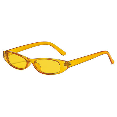 Yellow retro small frame sunglasses with translucent frames and matching yellow lenses on a white background. - Image 5