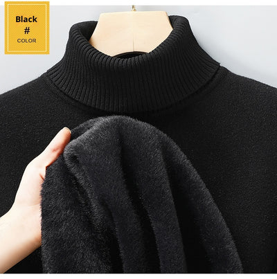 Suéter Cuello Alto Tejido Liso para Hombre con Detalles de Piel - Image 22