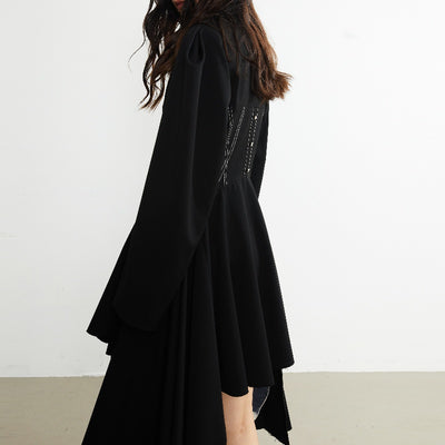 Abrigo de Línea Abierta con Dobladillo Irregular - Estilo Retro Oversized - Image 8