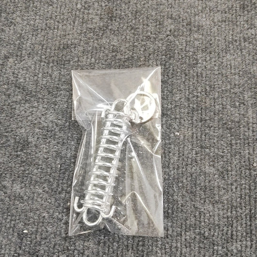 Silver metal compression spring with hooks, packaged in a clear plastic bag, for dog chains or pet leashes. - Image 7