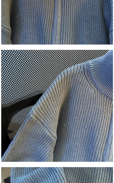 Cardigan Tejido Hip-Hop Retro con Cierre - Suéter Cálido para Hombre - Image 14