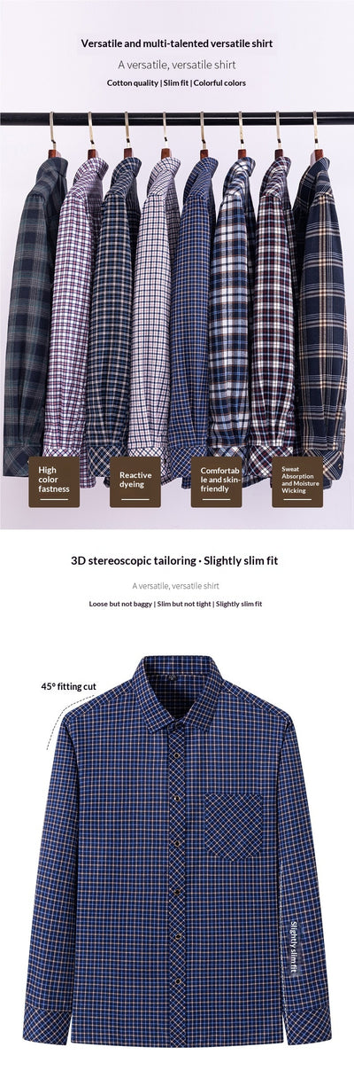 Camisa de Cuadros Suelta en Algodón para Hombre de Manga Larga - Image 18