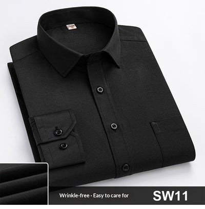 Camisa de Trabajo Manga Larga a Rayas Azules para Hombre - Image 32