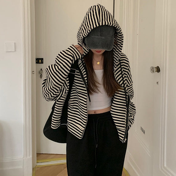 Chamarra Suelta Trendy con Capucha - Manga Larga Primavera Otoño