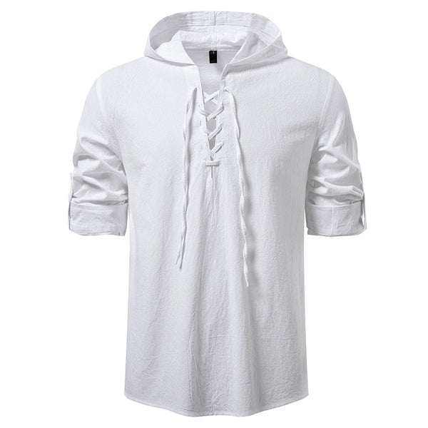 Camisa Pirata Medieval de Algodón y Lino con Cordón para Hombre - Image 6
