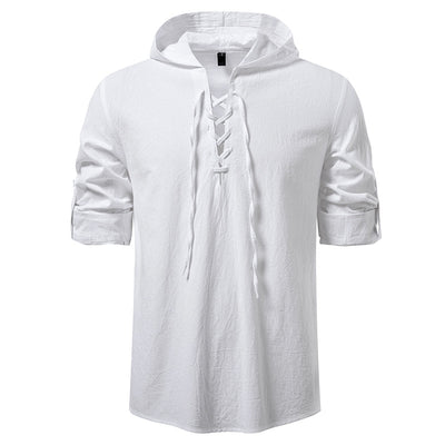 Camisa Pirata Medieval de Algodón y Lino con Cordón para Hombre - Image 6