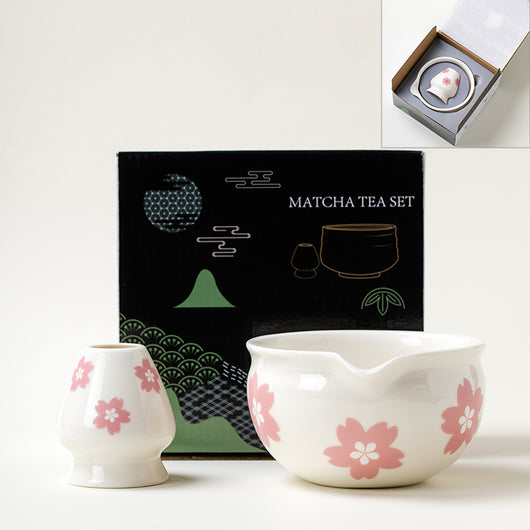 Juego de Tazón Matcha de Cerámica con Patrón Floral Artesanal - Image 7