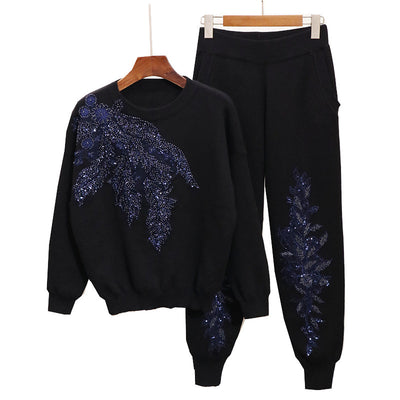 Conjunto de Dos Piezas Tejido con Flores Bordadas y Lentejuelas - Image 9