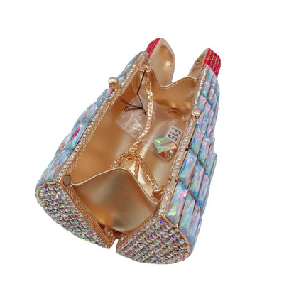 Cartera de Noche Diamantada con Forma de Labial para Mujer - Image 12