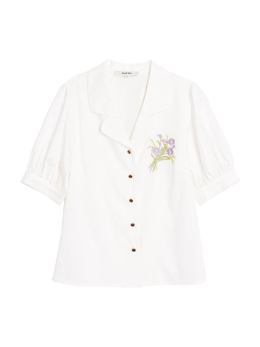 Blusa Modal Retro Francesa con Bordados para Mujer - Image 5