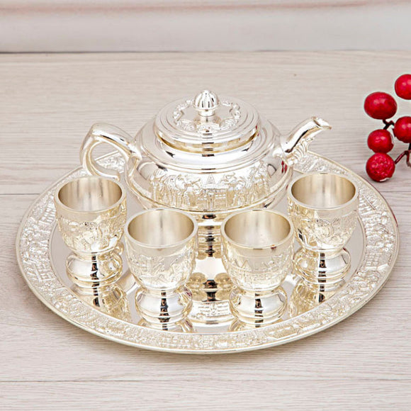 Juego de Té de Lujo Moderno - Tetera, Tazas y Bandeja Premium